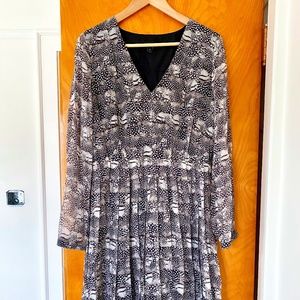 J. Crew Silk Dress with Feather Print - 8T